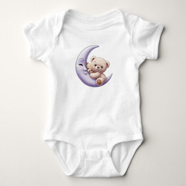 Cute Bear holding Måne - Baby one Biet T Shirt (Framsida)