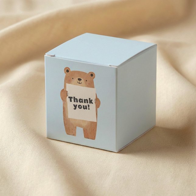 Cute Bear Holding namn eller Message Sign Presentaskar (Cute Bear Holding name or message Sign Favor Boxes.)