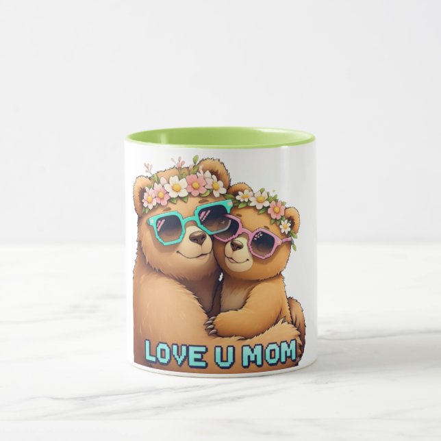 Cute Bear Hug Kärlek Du Mamma Mors dag Mugg (Center)