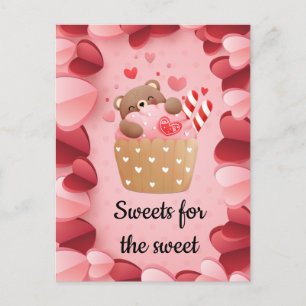 Cute Bear Hugger Cupcoa Valentine Vykort