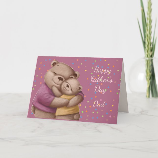 Cute Bear Hugs-kortet Fars dag Pappa Mamma Kort (Framsida)