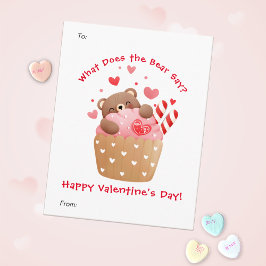 Cute Bear i Cupcoa Anpassningsbar Kids Valentindag Julkort
