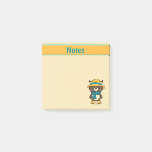 Cute Bear i Hat Notes Post-it Block (Framsida)