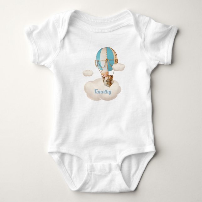 Cute Bear i Hett-Luft-Ballon Baby Bodykostym T Shirt (Framsida)