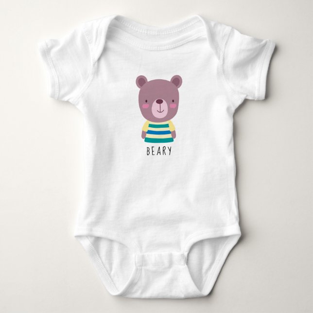 Cute Bear Illustration - Anpassadet Namn Baby Bo T Shirt (Framsida)