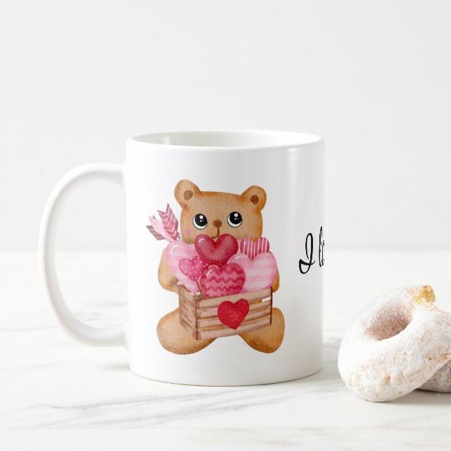Cute bear in love full of love kaffemugg (Med munk)