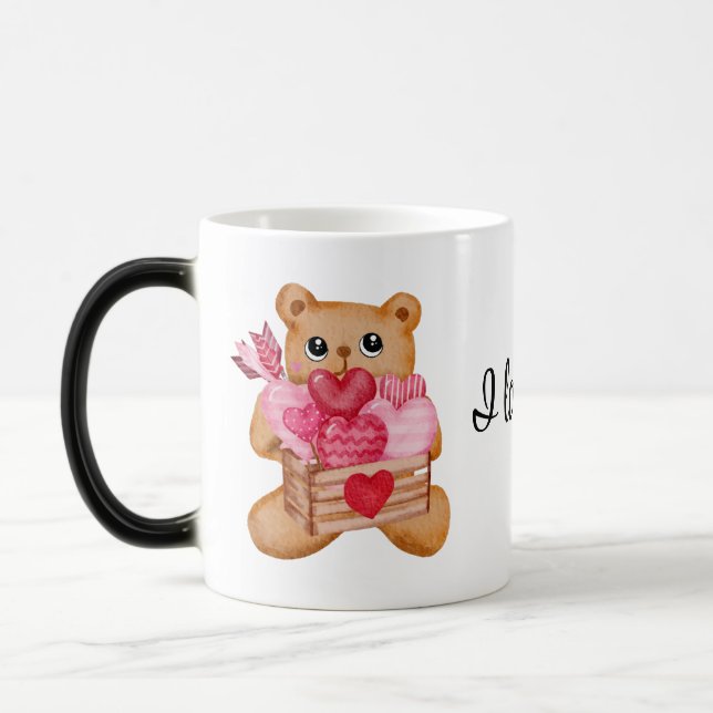 Cute bear in love full of love magisk mugg (Vänster)