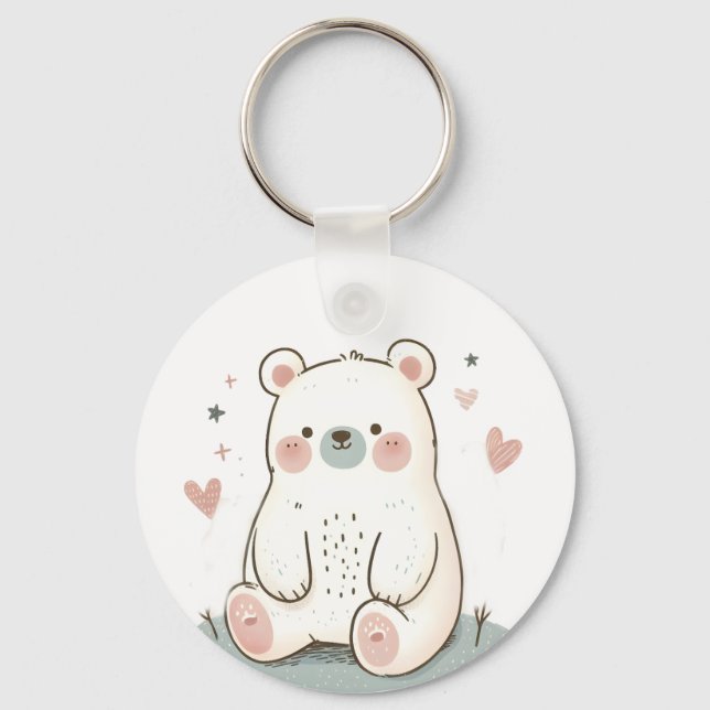 Cute Bear Keychain - Tillbehör för djur Nyckelring (Baksida)