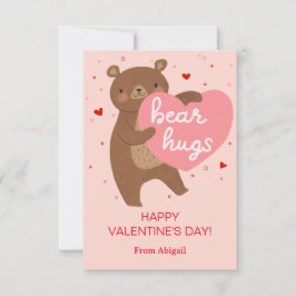 Cute Bear Kids Classroom Valentine Note Card Inbjudningar