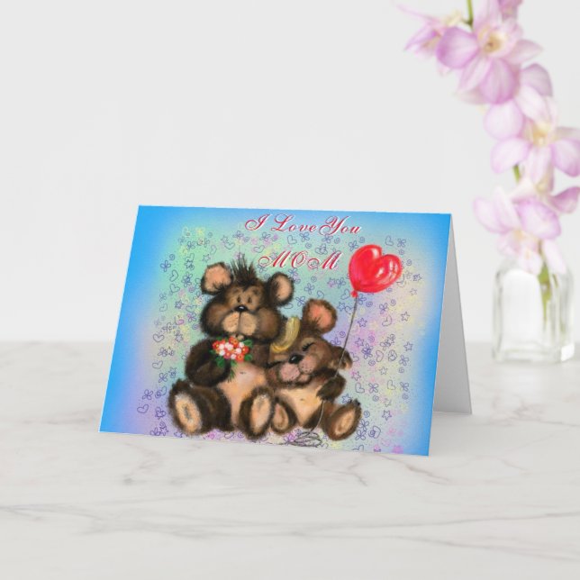 Cute Bear Lycklig Mors dag-kort Kort (Orkide)