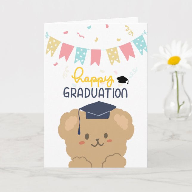 Cute Bear Lycklig Studenten-kort Kort (Liten växt)