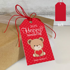 Cute Bear Lycklig Valentine Gift Märkre Presentetikett