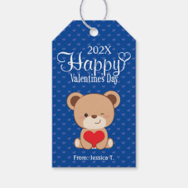 Cute Bear Lycklig Valentine Gift Märkre Presentetikett
