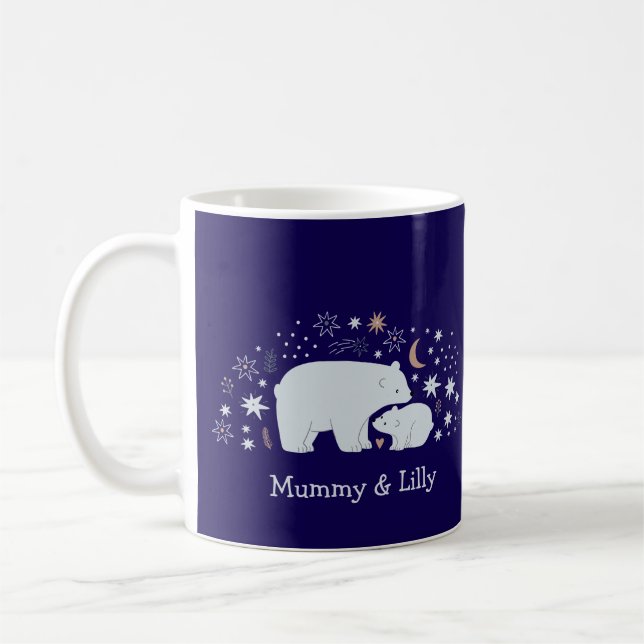 Cute Bear Mamma & Baby , Personlig Matching Fam Kaffemugg (Vänster)