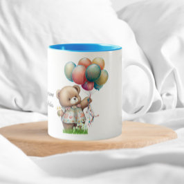 Cute Bear med ballonger Beary Good Vibes Två-Tonad Mugg