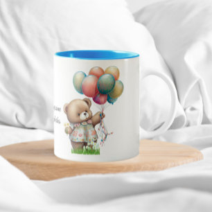 Cute Bear med ballonger Beary Good Vibes Två-Tonad Mugg