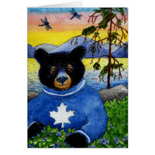 Cute Bear med blåbär i Kanada Hälsningskort