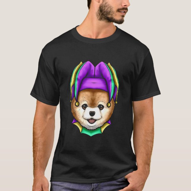 Cute Bear med Jester Hat för Mardi Gras T Shirt (Framsida)