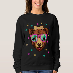 Cute Bear Mode i sunglass Girls Tonåringar Dam T Shirt