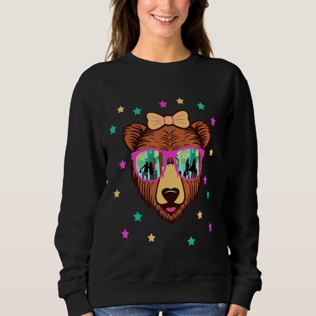 Cute Bear Mode i sunglass Girls Tonåringar Dam T Shirt (Framsida)