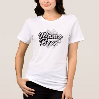 Cute bear-mom Black & White Design T Shirt