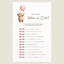 Cute Bear "Mom or Dad?" Baby Shower Game Flygblad
