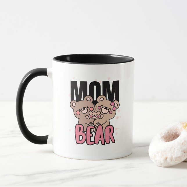 Cute bear-mom Text Illustration Mugg (Med munk)