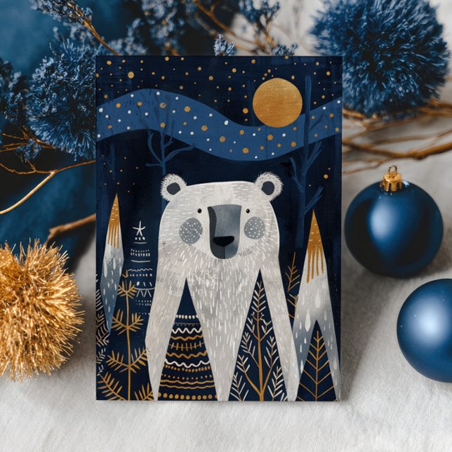 Cute Bear Nordic Winter Merry Christmas Photo Kort (Skapare uppladdad)