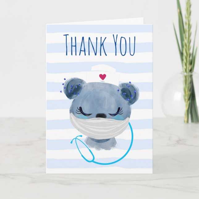 Cute Bear Nurse med en masksjuksköterska. Kort (Framsida)