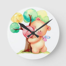 Cute Bear Nursery Clock Rund Klocka