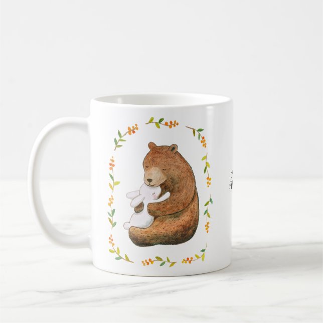 Cute Bear och Bunny i Kärlek personlig med Namn Kaffemugg (Vänster)
