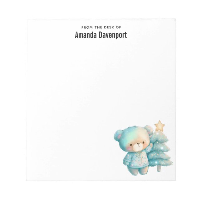 Cute Bear och Julgran Helgdag Anteckningsblock (Framsida)