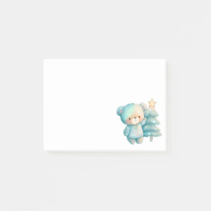 Cute Bear och Julgran Helgdag Post-it Block