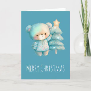Cute Bear och Julgran Helgkort