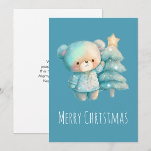 Cute Bear och Julgran Julkort