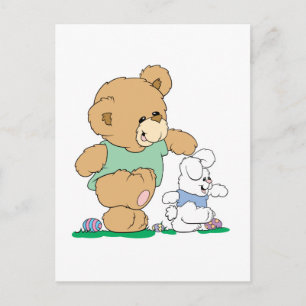 Cute Bear och Påskhare Helg Vykort