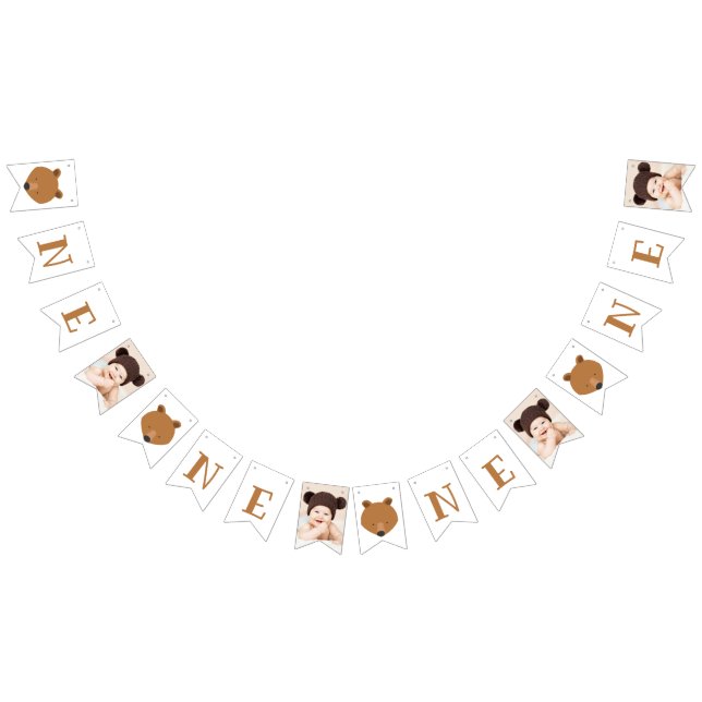 Cute Bear One Photo First Birday Vimplar (Alla)