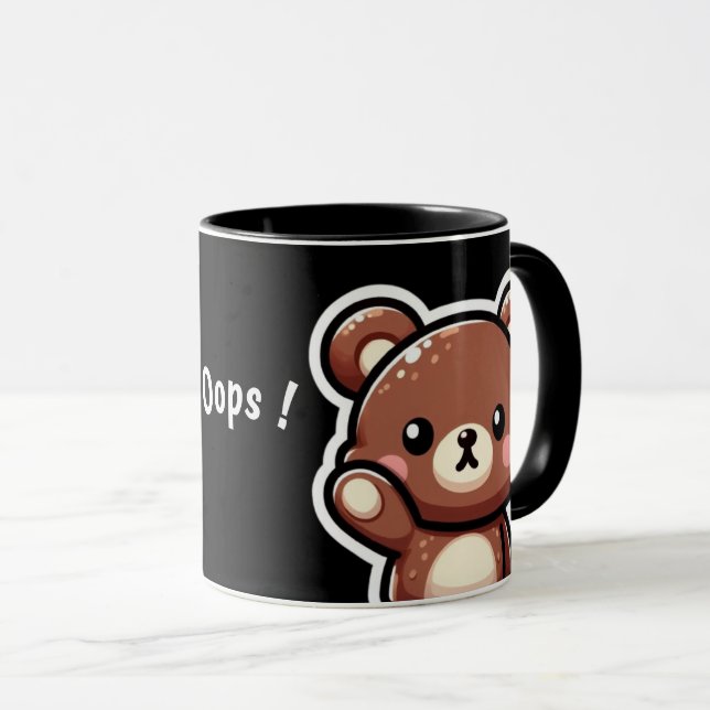 Cute Bear Oops Mug | Funny Kawaii Coffee Cup Mugg (Framsida höger)