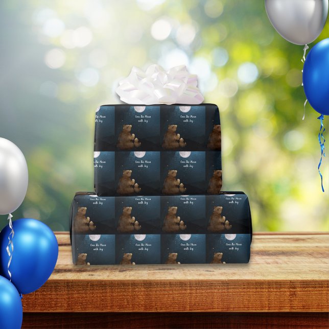 Cute Bear över Måne Presentpapper (Skapare uppladdad)