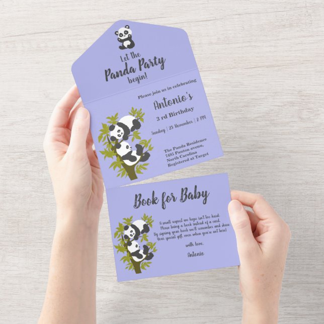 Cute Bear Pandas Party Boy Birthday (Avrivbar del)
