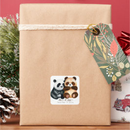 Cute Bear par | Romantic Bröllop Fyrkantigt Klistermärke