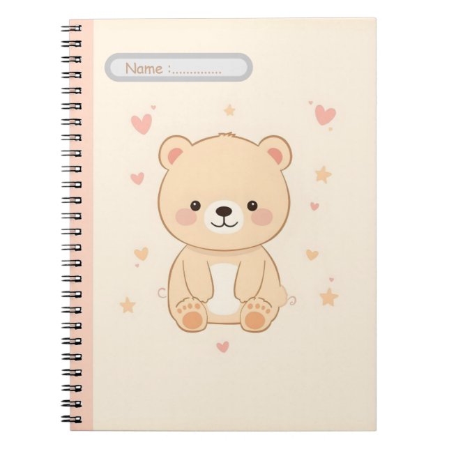 Cute Bear Pastel Notebook Anteckningsbok (Framsidan)