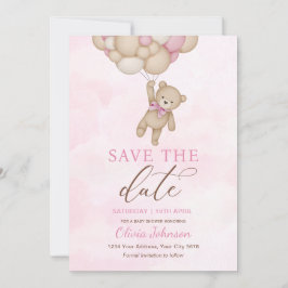 Cute Bear Pink Save the Date Inbjudningar