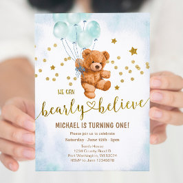 Cute Bear Pojke Födelsedagsfest inbjudan