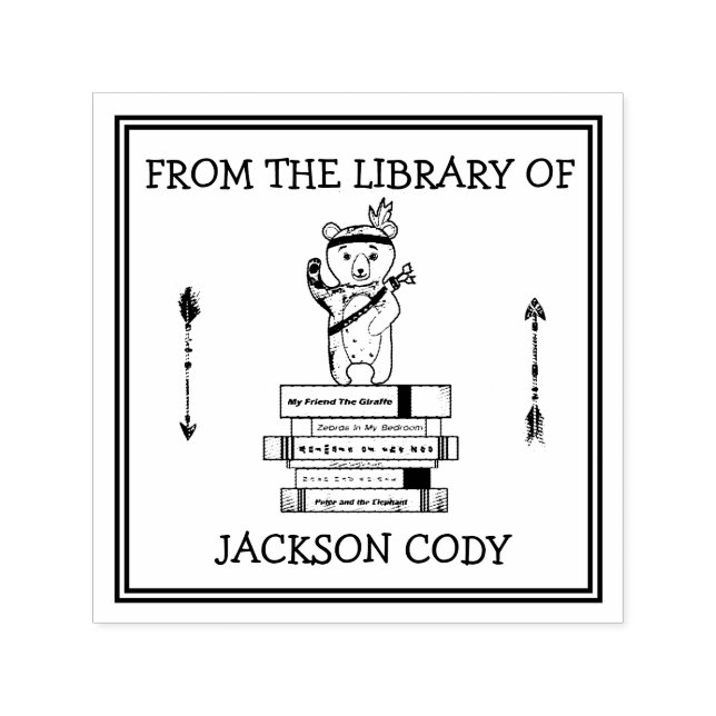 Cute Bear & Prows Bokar från Bibliotek of Child Självfärgande Stämpel (Design)