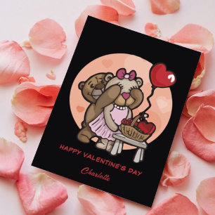 Cute Bear Red Hearts Alla hjärtans dag För barn Julkort