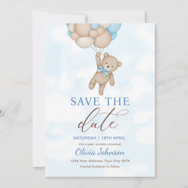 Cute Bear Save the Date Inbjudningar (Framsida)