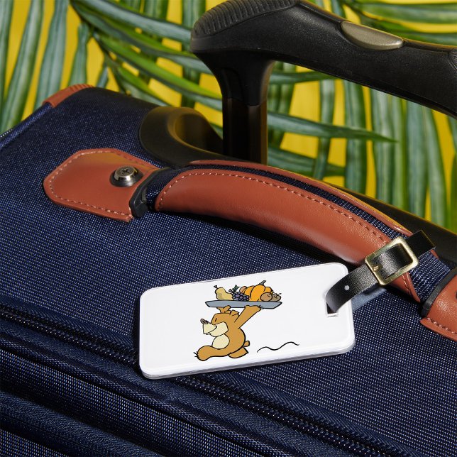 Cute Bear som bär en Festive Harvest Platter Bagagebricka (Skapare uppladdad)