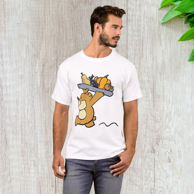 Cute Bear som bär en Festive Harvest Platter T Shirt (Skapare uppladdad)