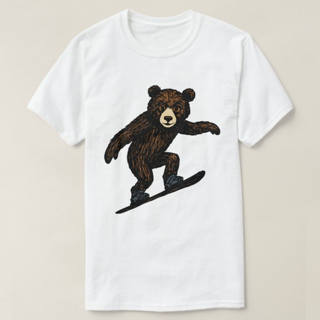 Cute Bear som gör snöbordning T Shirt (Design framsida)